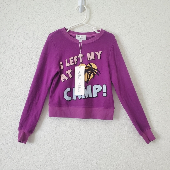 Wildfox Kids Purple Soft Cozy Graphic Sweater Sweatshirt Beach Palm Trees NWT - Picture 2 of 13
